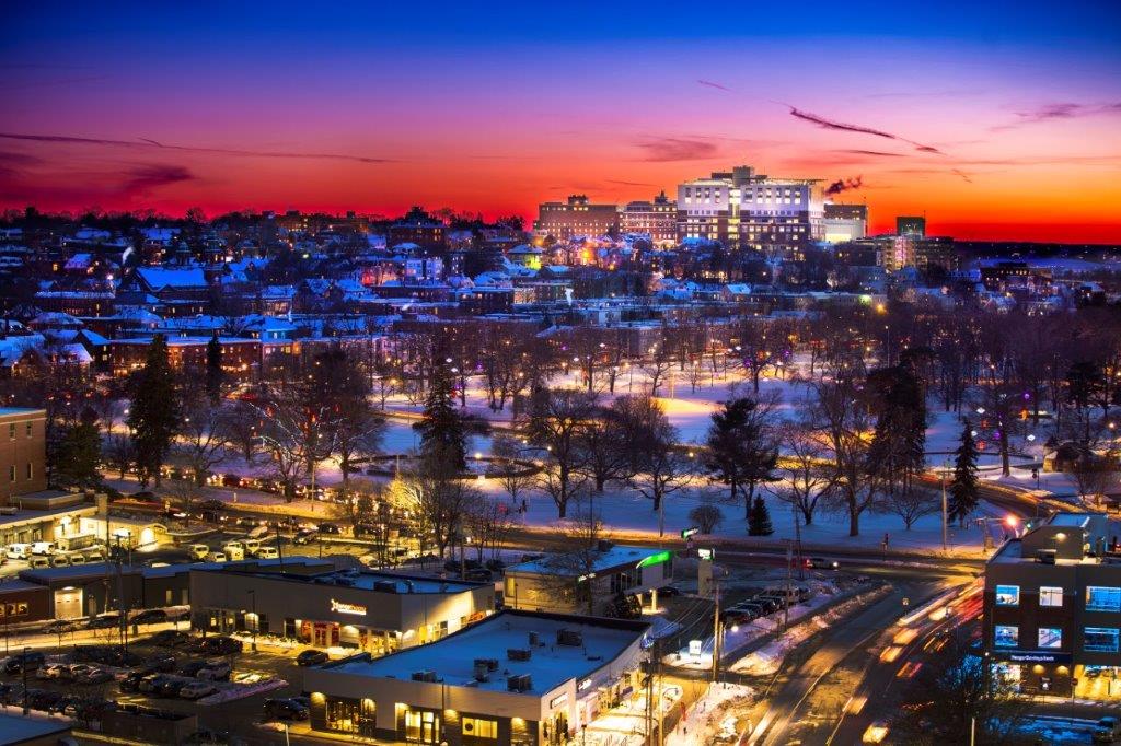 Photograph of MMC at night in the winter.