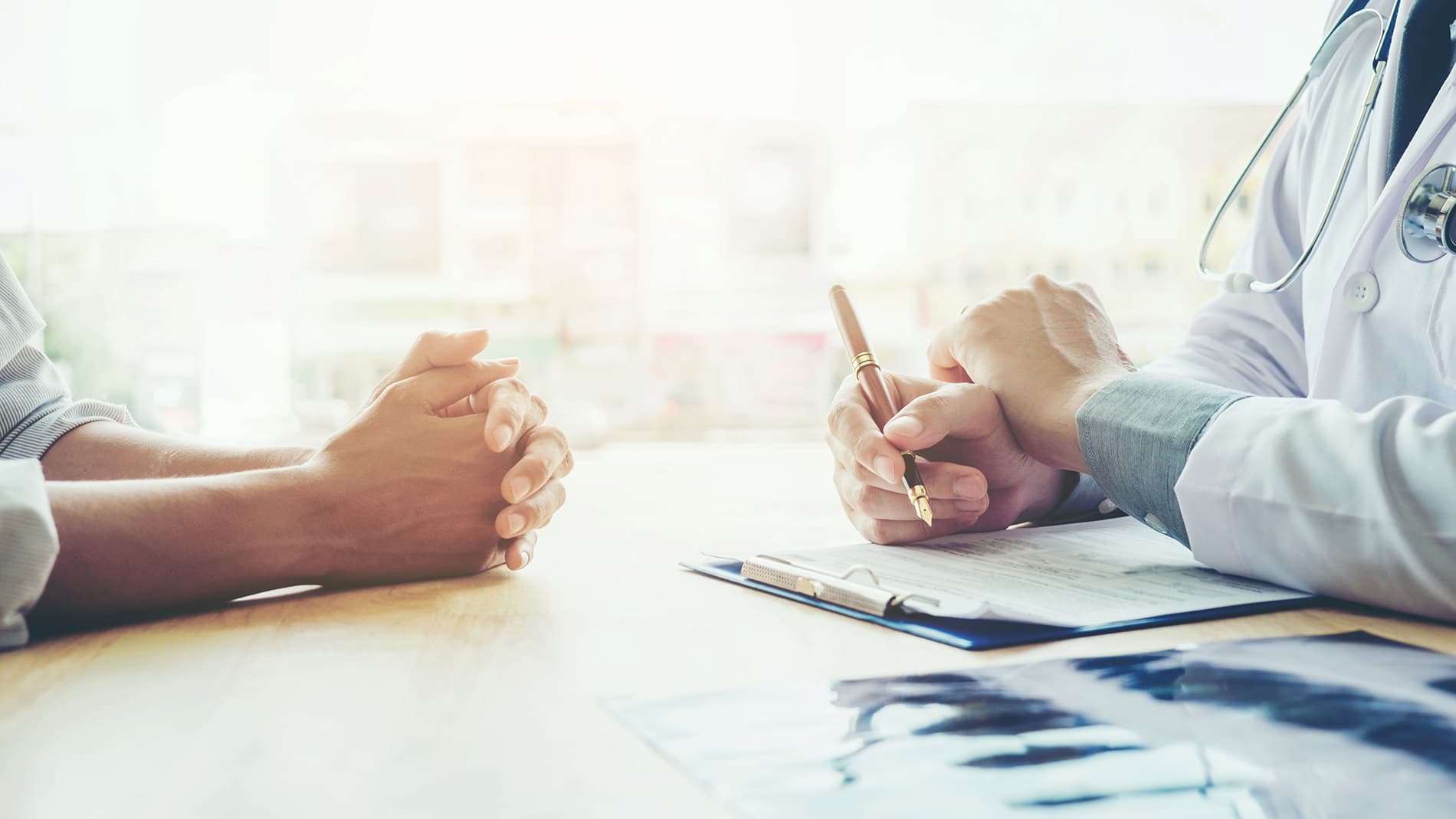 Generic stock photo of a table at a medical office.