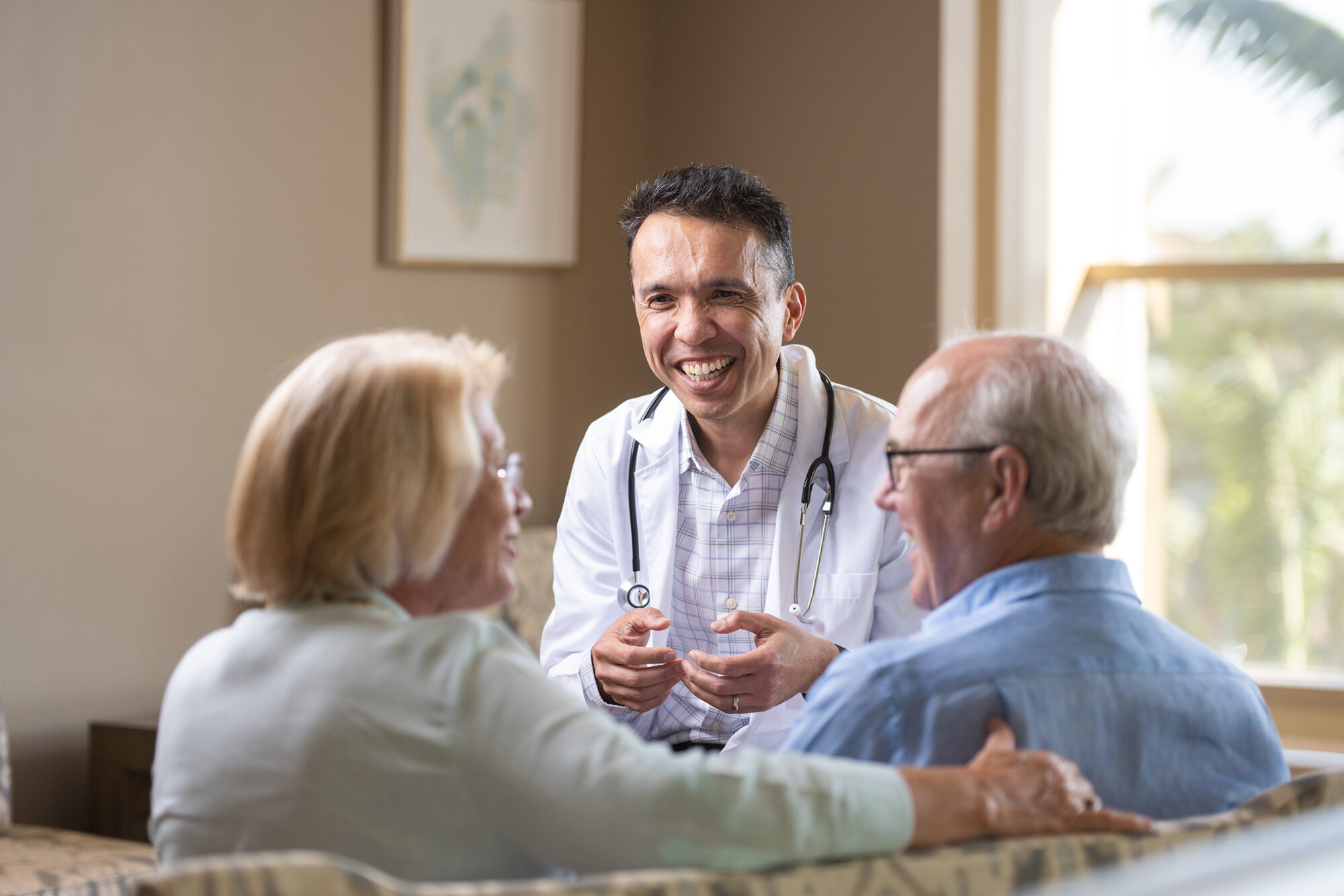 Images captured by Elliott Cramer of agilon health employees for their campaign Healthcare Reimagined. Images created in Naples, Florida during a doctor retreat. Image of Doctor Stephen Buksh of Catalyst Health Group - Dallas, TX with models Catherine and Charlie Kelly.